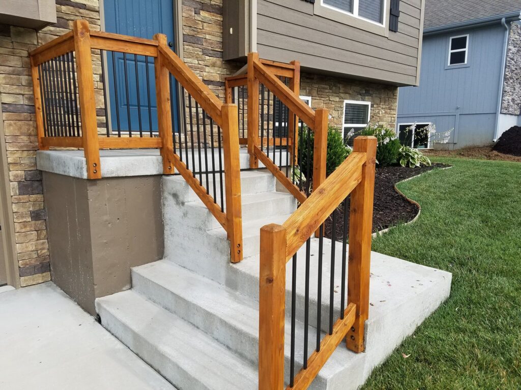 Cedar Hand Rails with Rod Iron Spindles