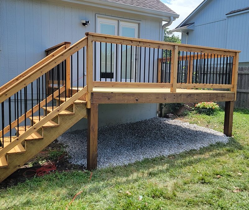 Deck build, stain, and ground grading