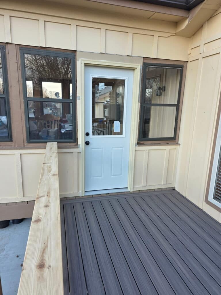 rpm painting 2 Newly Built Deck with Composite Flooring and a New Exit Door Installation